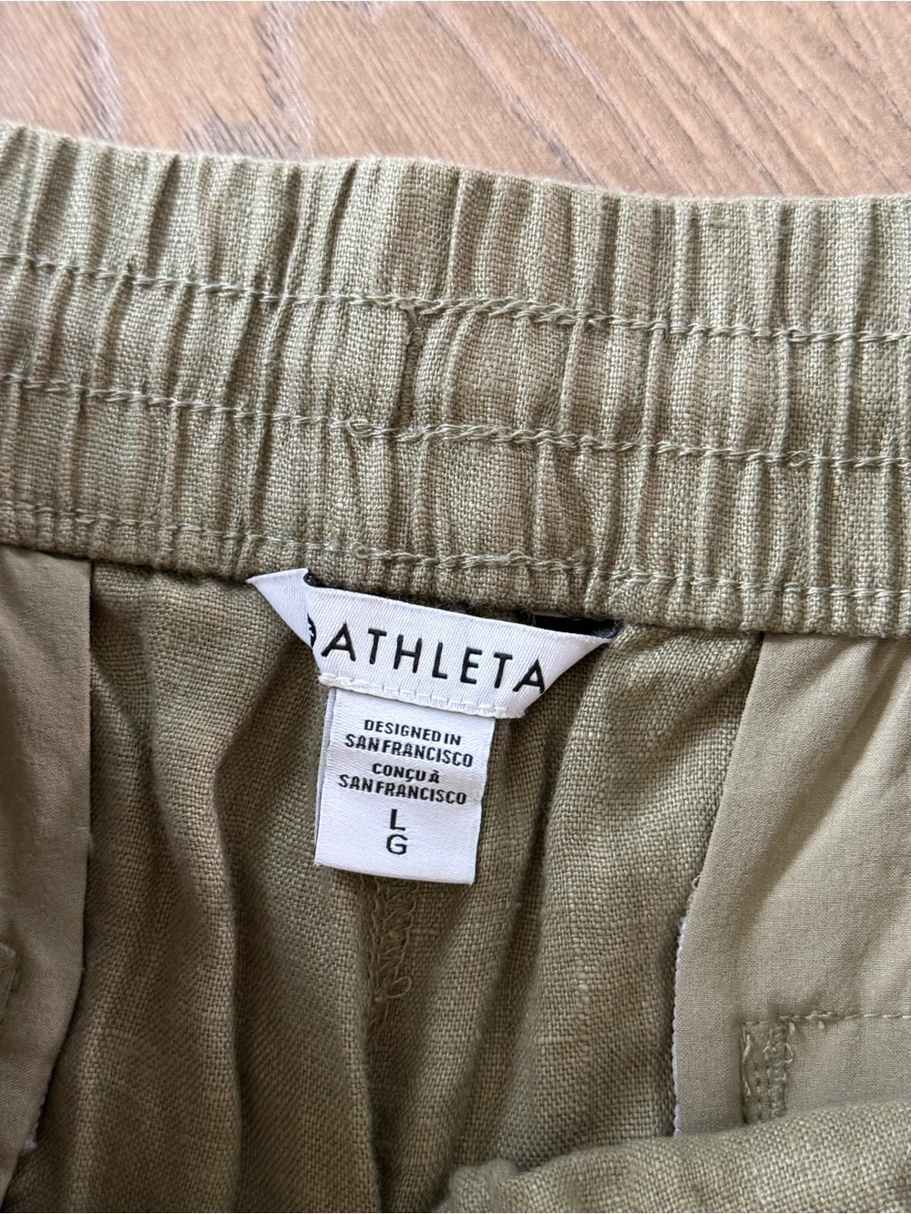 Athleta Retreat Linen Wide-Leg Pants in olive size L - Picture 9 of 15